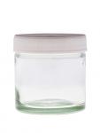 60gm Clear Glass Jar with White Lid.