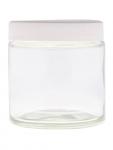 120gm Clear Glass Jar with wite Lid.